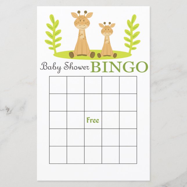 Giraffe babyduschbingo-kort (Framsida)