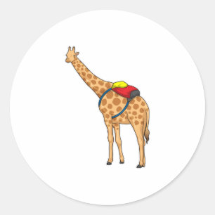 Giraffe Backpack Runt Klistermärke