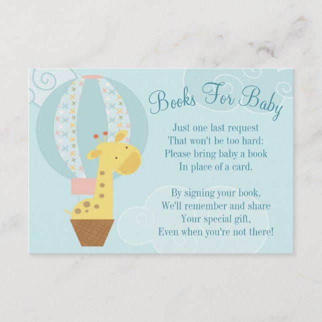 Giraffe Ballong Baby Shower Bok Kort Ta Med En Bok (Framsida)