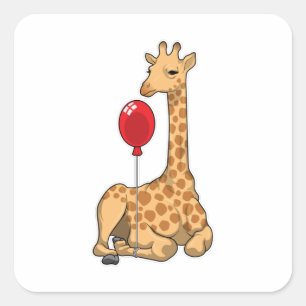 Giraffe Balloon Fyrkantigt Klistermärke