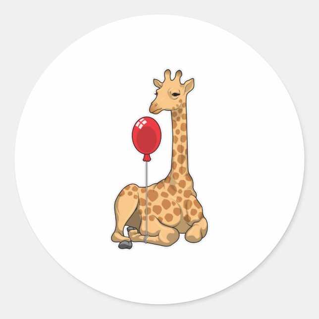 Giraffe Balloon Runt Klistermärke (Framsida)