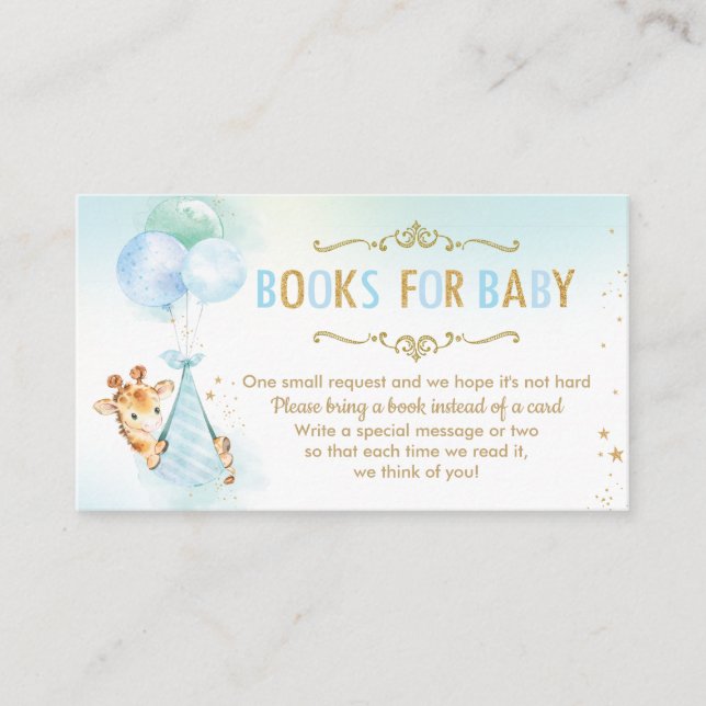 Giraffe Balloons Baby Shower tar i stället med Bok Tilläggskort (Framsida)