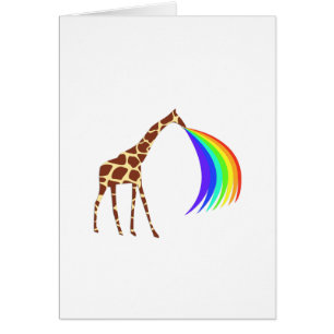 Giraffe barfsar en regnbåge hälsningskort