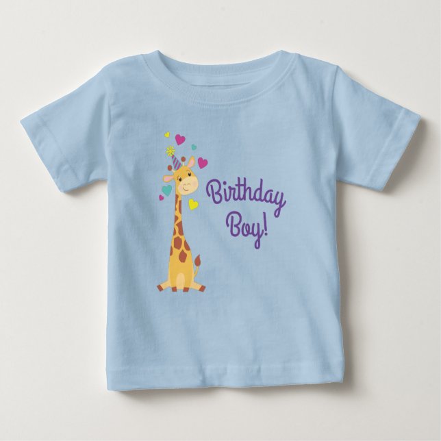 Giraffe Barns födelsedag Boy Party Cute T Shirt (Framsida)