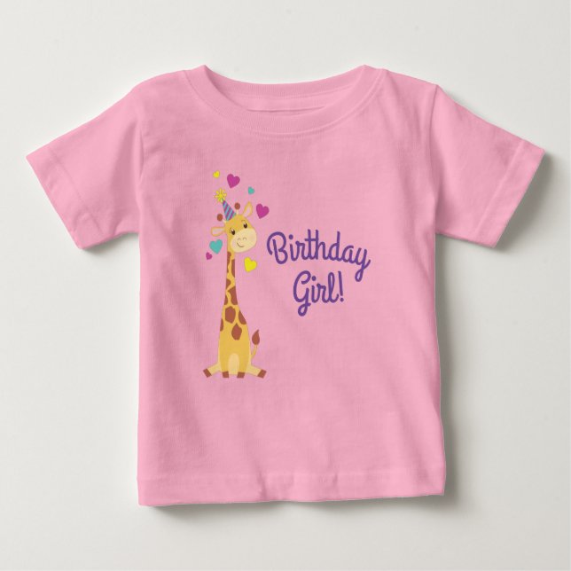 Giraffe Barns födelsedag Girl Party Cute T Shirt (Framsida)