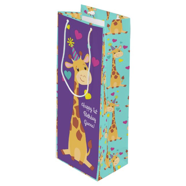 Giraffe Barns födelsedag Party Cute (Framsidan Vinklad)