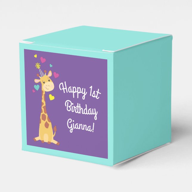 Giraffe Barns födelsedag Party Cute Presentaskar (Framsidan Sidan)