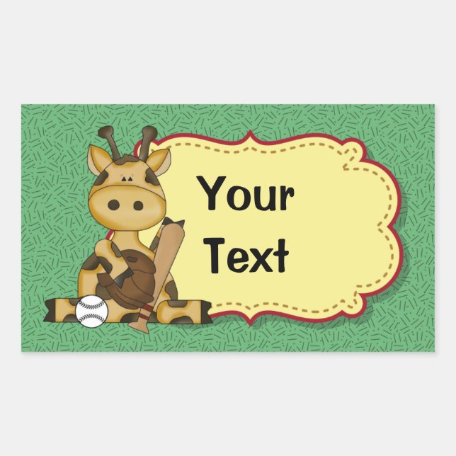 Giraffe Baseball Sticker Rektangulärt Klistermärke (Framsida)