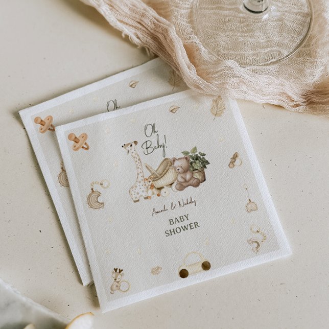 Giraffe & Bear Nursery Bohemian Leksak Baby Shower Pappersservett (Skapare uppladdad)