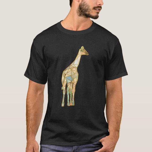 Giraffe Behind Geometric Linjer T Shirt (Framsida)