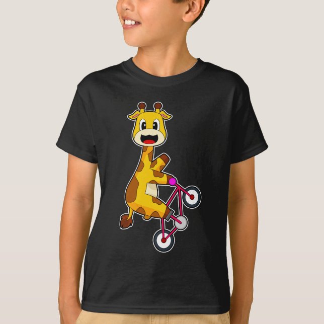 Giraffe Bicycle T Shirt (Framsida)
