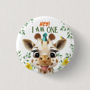 Giraffe Birthday Button Knapp