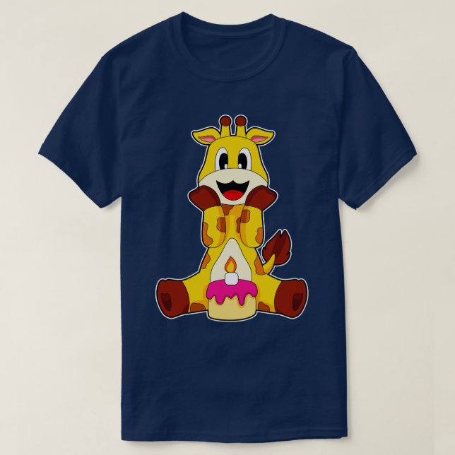 Giraffe Birthday Cake T Shirt (Design framsida)
