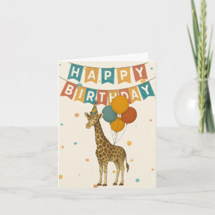 Giraffe Birthday Card - Cute Party Animal Kort