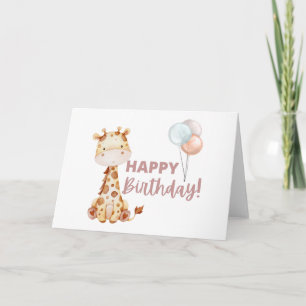 Giraffe Birthday Card Kort