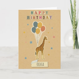 Giraffe Birthday Card - Personlig Namn Kort