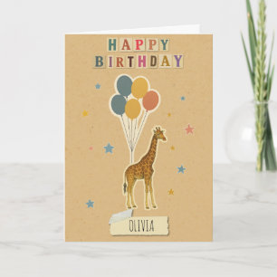 Giraffe Birthday Card - Personlig Namn Kort