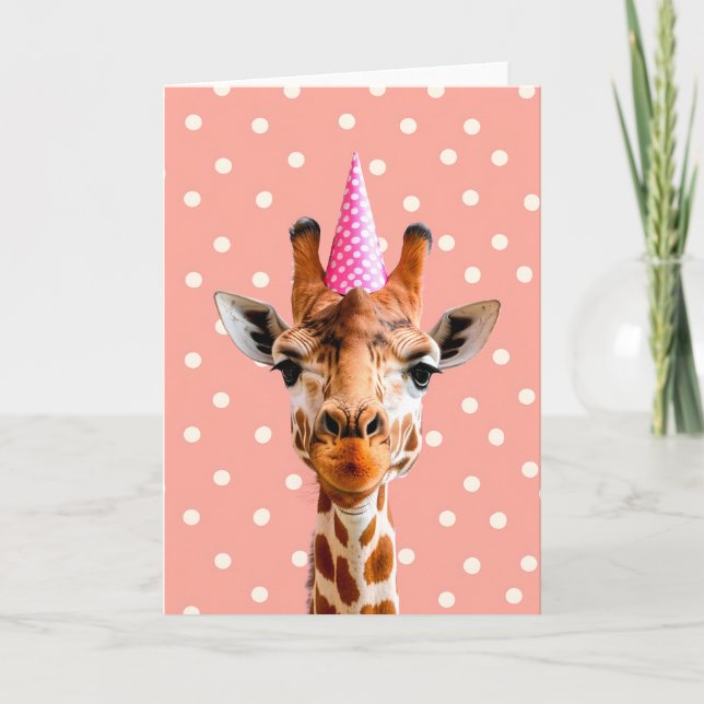 Giraffe Birthday-gratulationskort Tack Kort (Framsida)