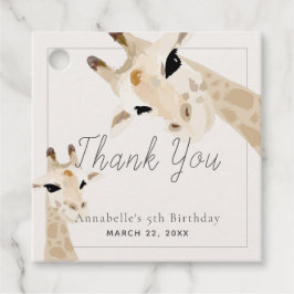 Giraffe Birthday Greige Tack Gåvor Etiketter