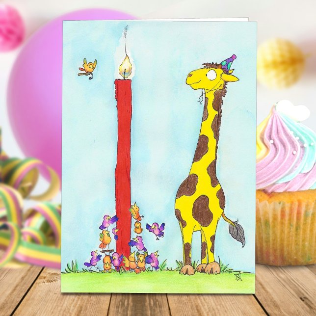 GIRAFFE BIRTHDAY-hälsningskort av Nicole Janes Kort (Skapare uppladdad)