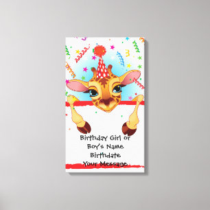 Giraffe Birthday Memento Canvastryck