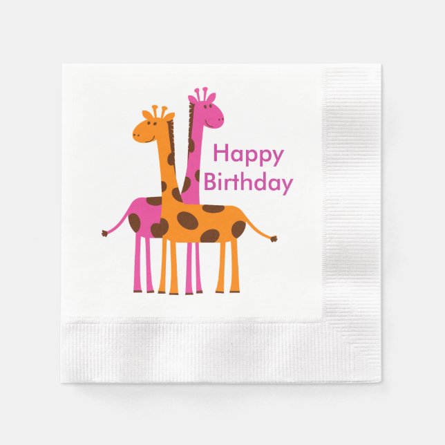 Giraffe Birthday Napkins Pappersservett (Framsidan)