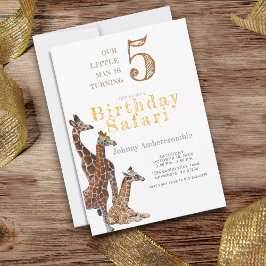 Giraffe Birthday Safari Firande för 5 år gammal Inbjudningar