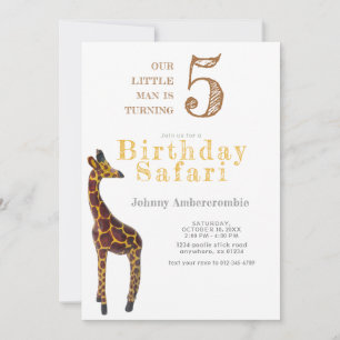 Giraffe Birthday Safari for Boy Inbjudningar