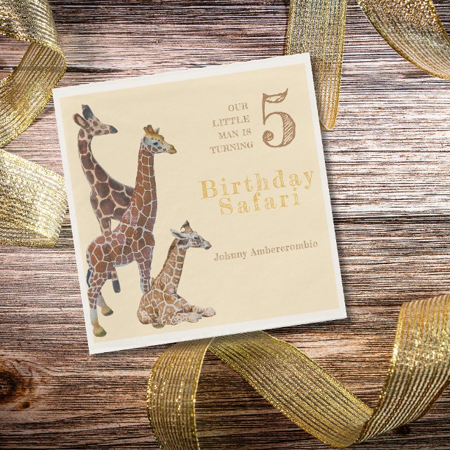 Giraffe Birthday Safari Pappersservett (Giraffe Birthday Safari Napkins)