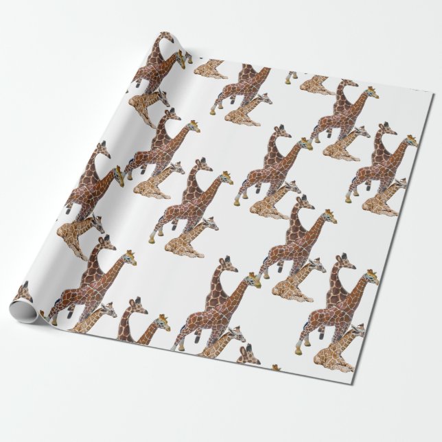 Giraffe Birthday Safari Presentpapper (Utrullad)