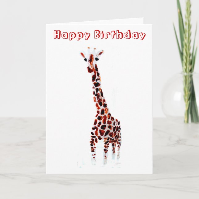 Giraffe Birthday Wildlife Art Kort (Framsida)