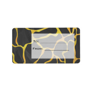 Giraffe Black and Gult Print Adressetikett