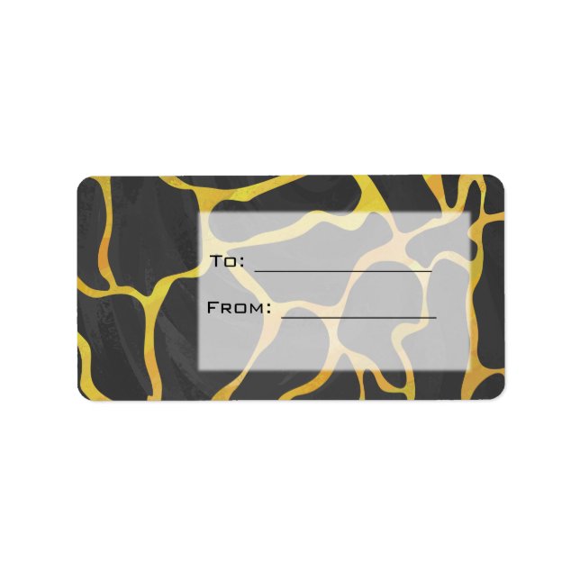Giraffe Black and Gult Print Adressetikett (Framsidan)