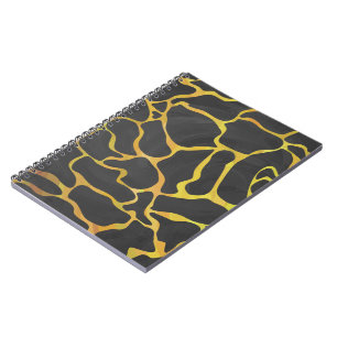 Giraffe Black and Gult Print Anteckningsbok