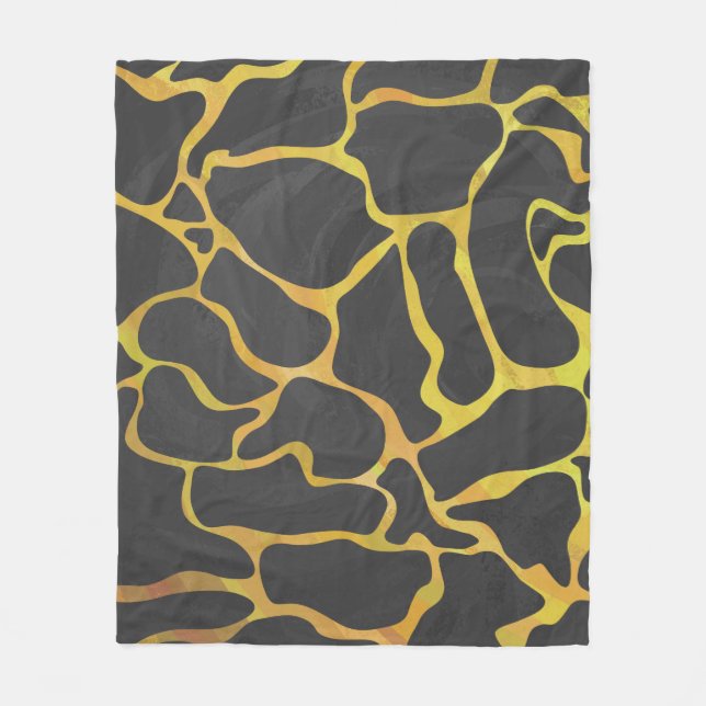 Giraffe Black and Gult Print Fleecefilt (Framsidan)