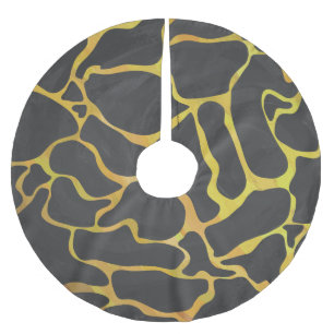 Giraffe Black and Gult Print Julgransmatta Borstad Polyester