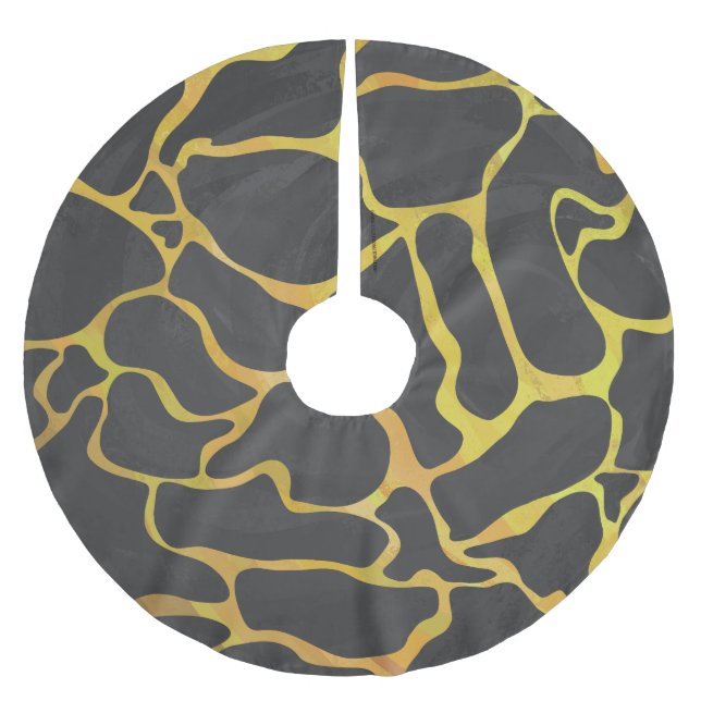Giraffe Black and Gult Print Julgransmatta Borstad Polyester (Framsidan)