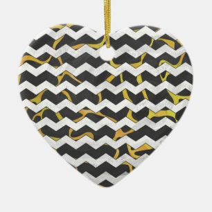 Giraffe Black and Gult Print Julgransprydnad Keramik