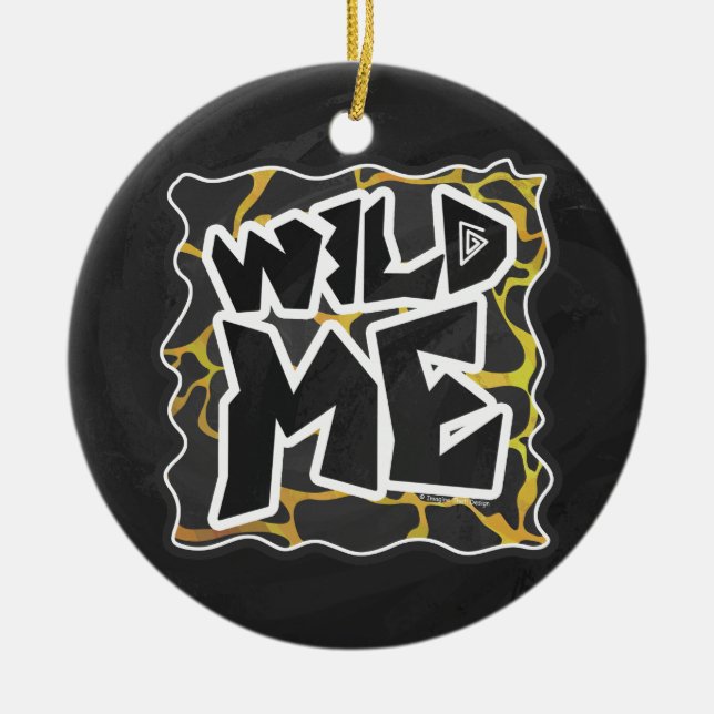 Giraffe Black and Gult Print Julgransprydnad Keramik (Framsidan)