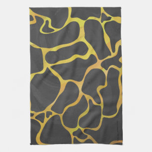 Giraffe Black and Gult Print Kökshandduk