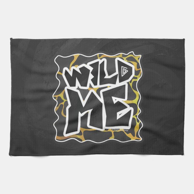 Giraffe Black and Gult Print Kökshandduk (Horisontell)