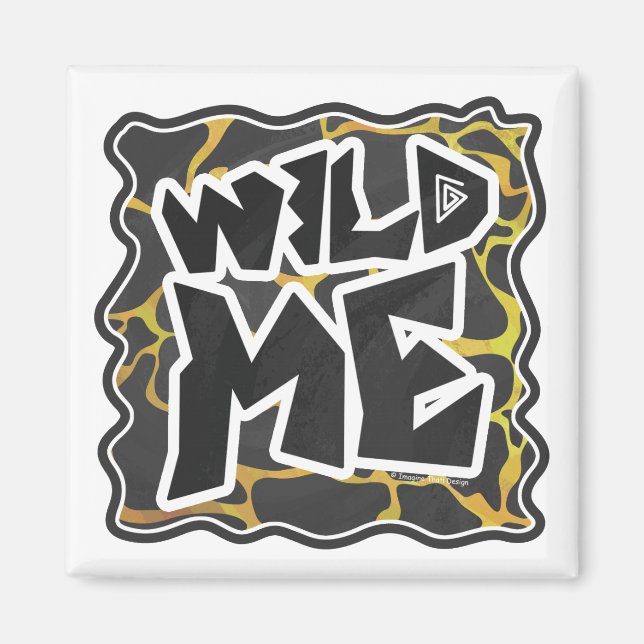 Giraffe Black and Gult Print Magnet (Framsidan)