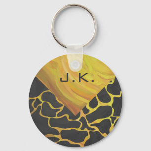 Giraffe Black and Gult Print Nyckelring
