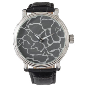 Giraffe Black and Light Grått Print Armbandsur