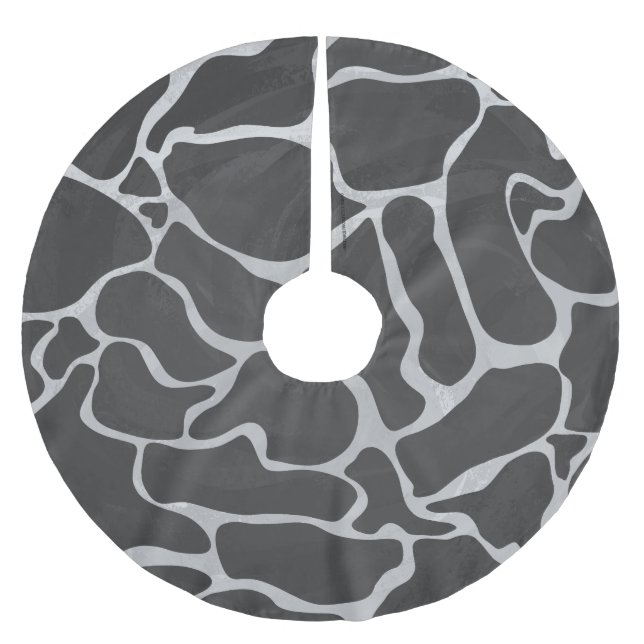 Giraffe Black and Light Grått Print Julgransmatta Borstad Polyester (Framsidan)