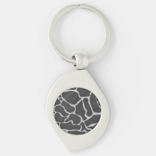 Giraffe Black and Light Grått Print Swirl Silverfärgad Nyckelring