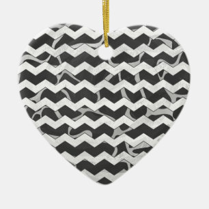 Giraffe Black och Grått Chevron Mönster Julgransprydnad Keramik