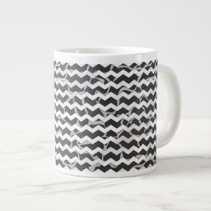 Giraffe Black och Grått Chevron Mönster Jumbo Mugg