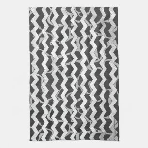 Giraffe Black och Grått Chevron Mönster Kökshandduk