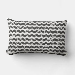 Giraffe Black och Grått Chevron Mönster Lumbarkudde